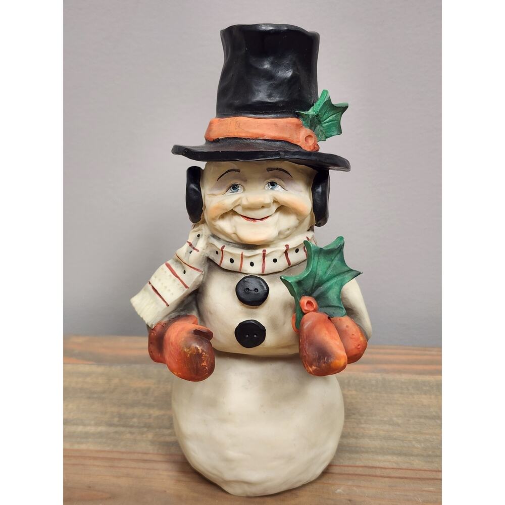 VTG Holly Snowman by Allyson Nagel Signed Dated 1995 6.5" Top Hat Earmuffs Scarf